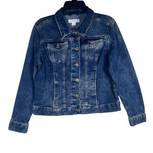 Liz Claiborne Denim Jacket Youth Girls Small Royal Blue Button Up Pockets NEW